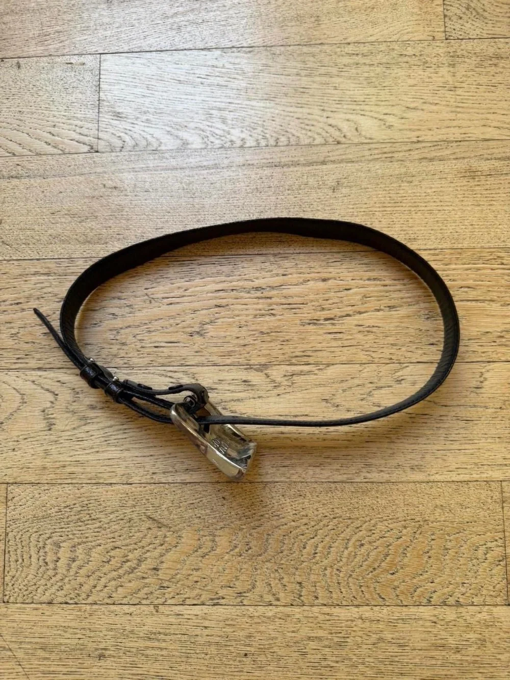 Vintage Brown Leather Belt with Sculpted Silver Buckle